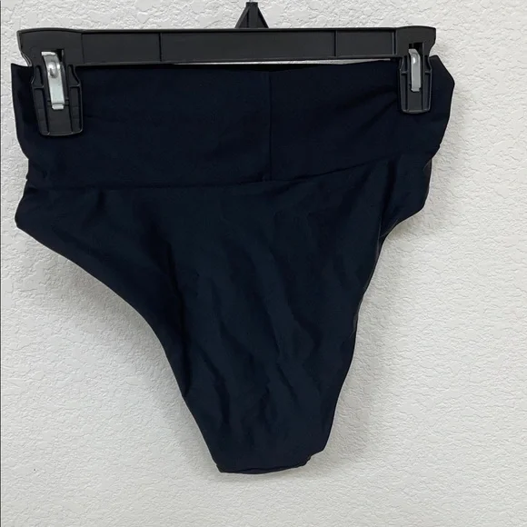 NWT - Aerie Black High Cut Cheeky Bikini Bottom - M - Picture 2 of 5